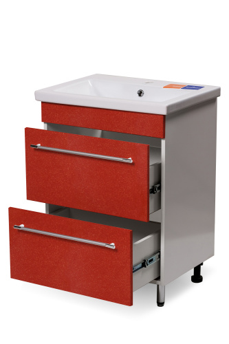 Тумба с раковиной Комо 700 с 2-мя ящиками_красный2